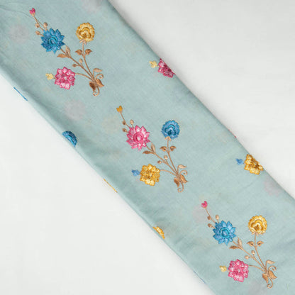 Hemangini Powder Blue Cotton Embroidered Fabric in Buta Pattern