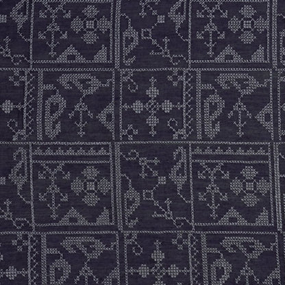 Seda Navy Blue Chanderi Embroidered Fabric in Jaal Pattern